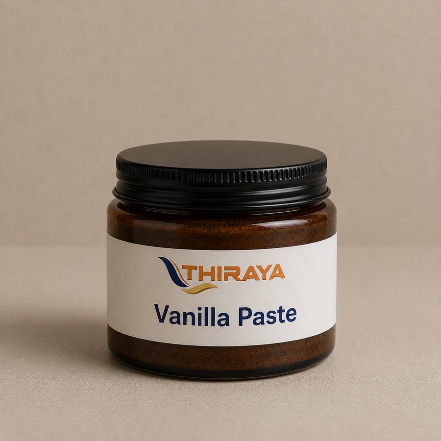 Vanilla paste with seed visible, in an open jar