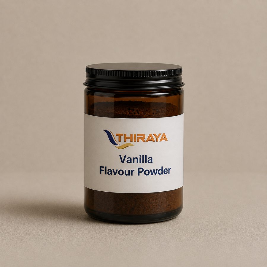 Fine vanilla flavour powder loose in a dish